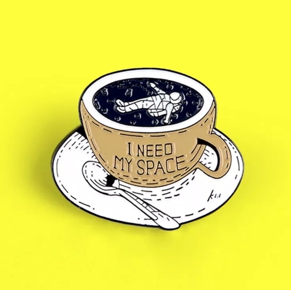 Astronaut "I Need My Space" Coffee Tea Cup Enamel Pin - Picture 1 of 5